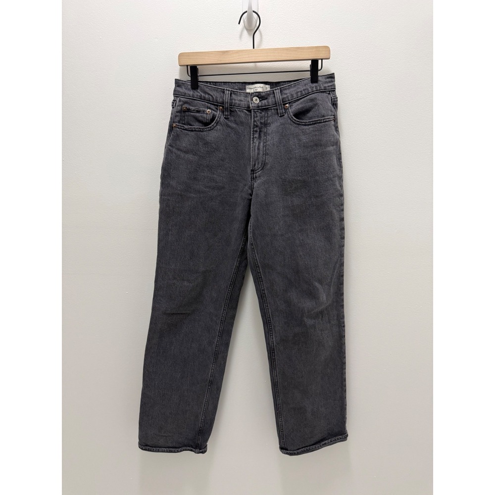 Abercrombie & Fitch The Baggy Low Rise Jeans Washed Black 26 Long y2k